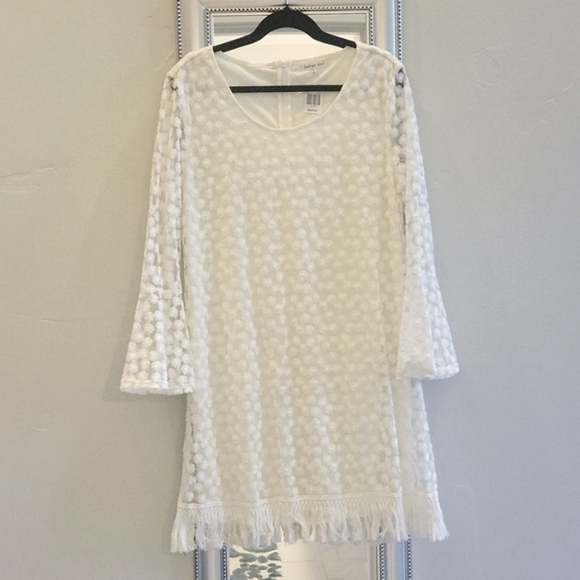 indigo soul Dresses & Skirts - indigo soul Boho Embroidered Ivory Shift Dress sz M NWT